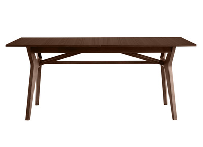 Table extensible rallonges intégrées rectangulaire bois foncé noyer L180-220 cm FOSTER