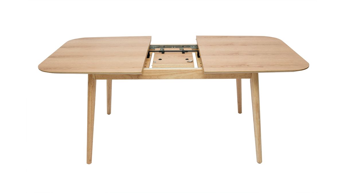 Table extensible rallonges intégrées rectangulaire en bois clair chêne L140-170 cm ANK