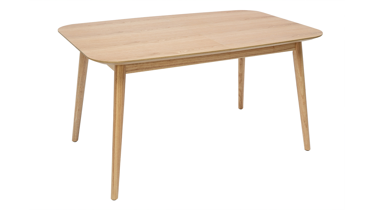 Table extensible rallonges intégrées rectangulaire en bois clair chêne L140-170 cm ANK