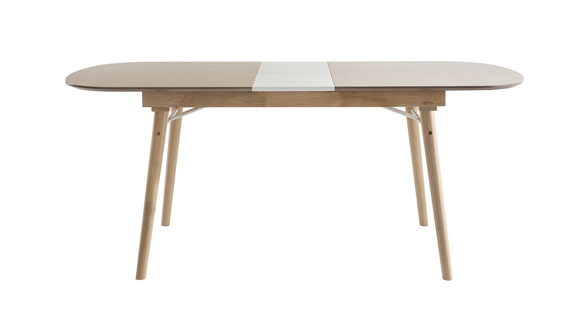 Table extensible rallonges intégrées rectangulaire en bois clair chêne L150-180 cm SHELDON