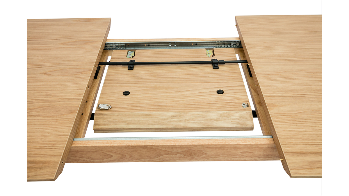 Table extensible rallonges intégrées rectangulaire en bois clair chêne L160-210 cm ANK