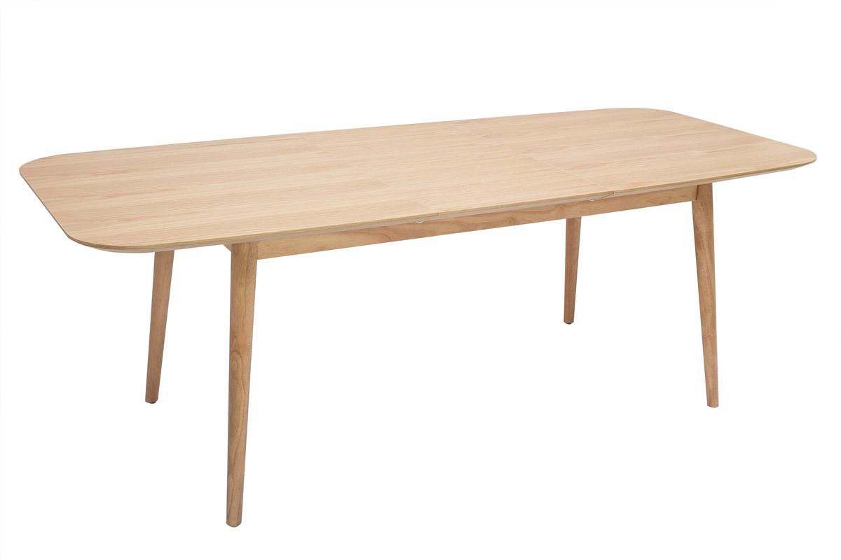 Table extensible rallonges intégrées rectangulaire en bois clair chêne ...