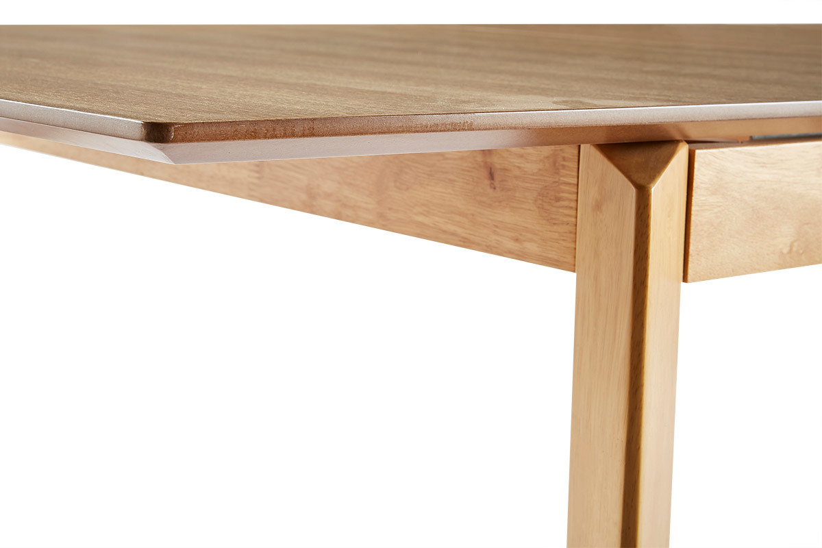 Table extensible rallonges intégrées rectangulaire en bois clair frêne ...
