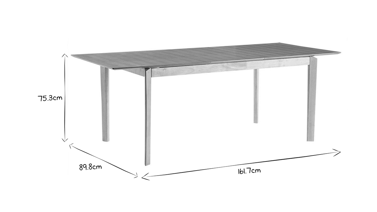 Table extensible rallonges intgres rectangulaire en bois clair frne L160-210 cm BONAVISTA