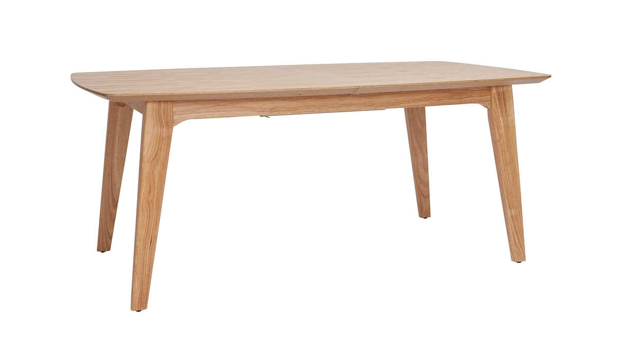 Table extensible rallonges intégrées rectangulaire en bois clair L180-230 cm FIFTIES