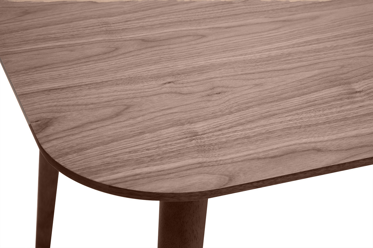 Table extensible rallonges intgres rectangulaire en bois fonc noyer L140-170 cm ANK