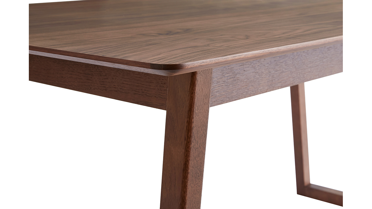 Table extensible rallonges intgres rectangulaire en bois fonc noyer L160-240 cm LAHO