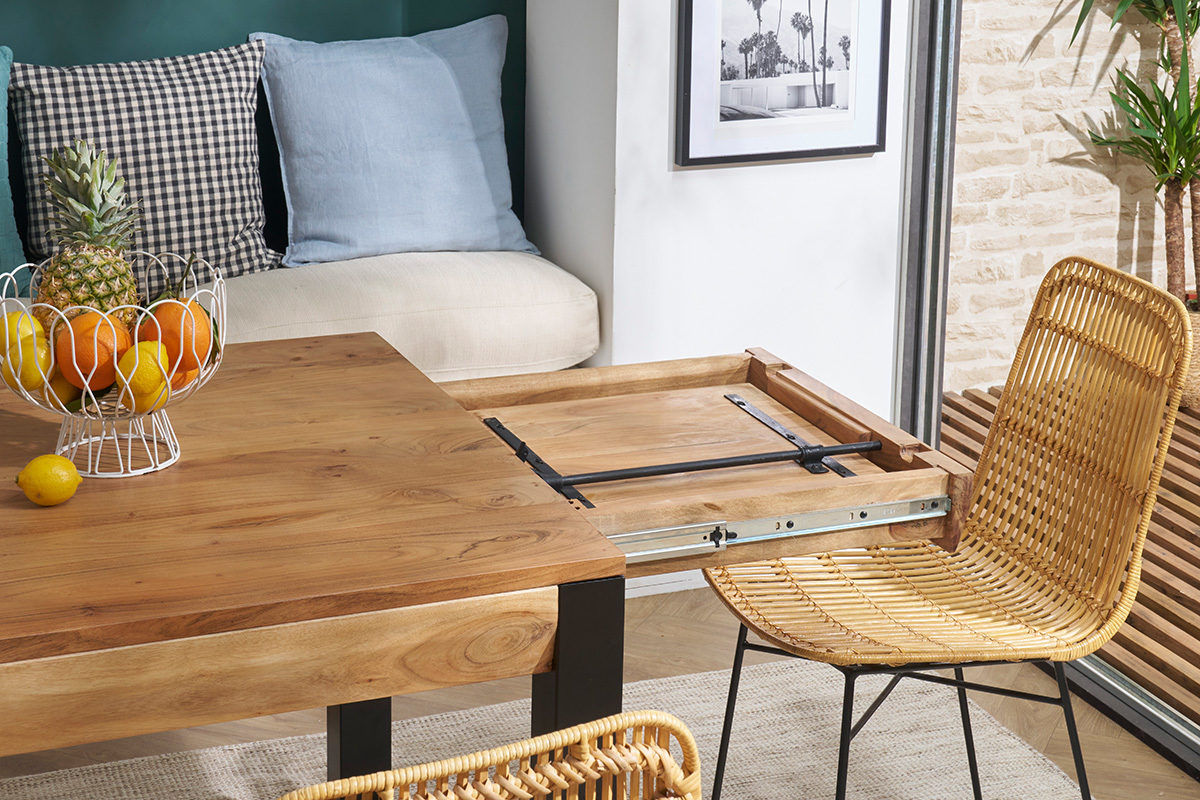 Table extensible rallonges intégrées rectangulaire en bois massif et ...