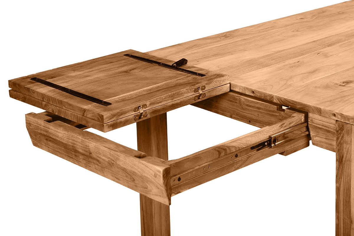 Table extensible rallonges intgres rectangulaire en bois massif L120-210 cm BALTO
