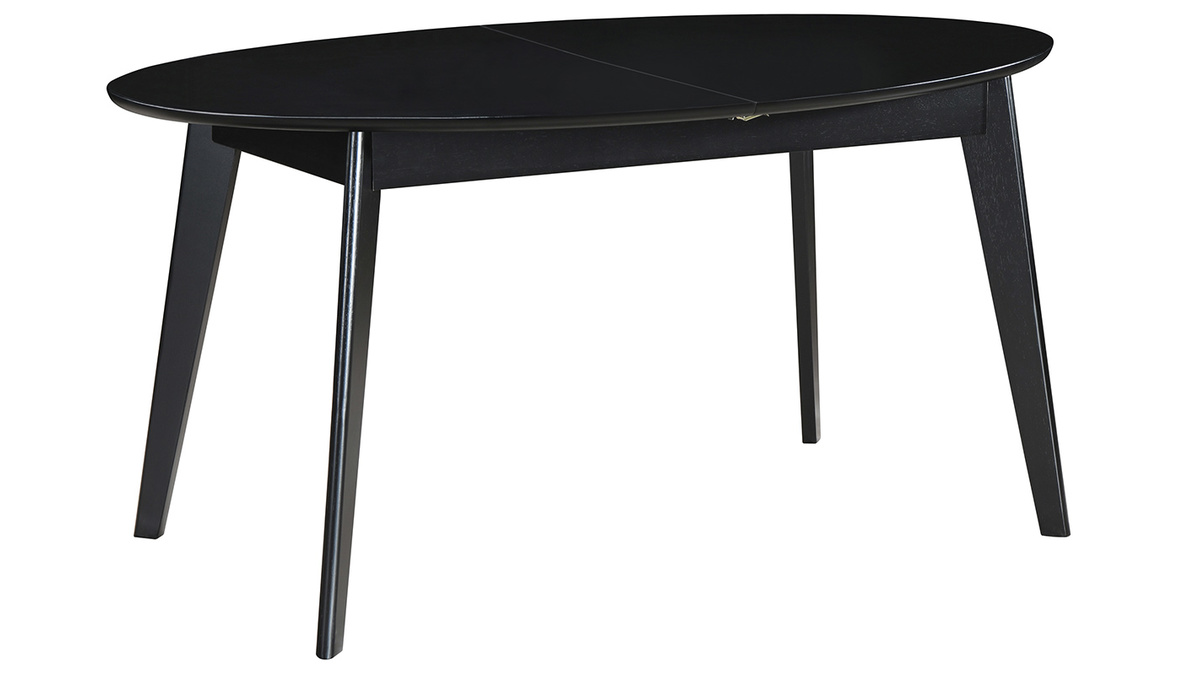 Table extensible rallonges intégrées rectangulaire en bois noir L160-200 cm MARIK