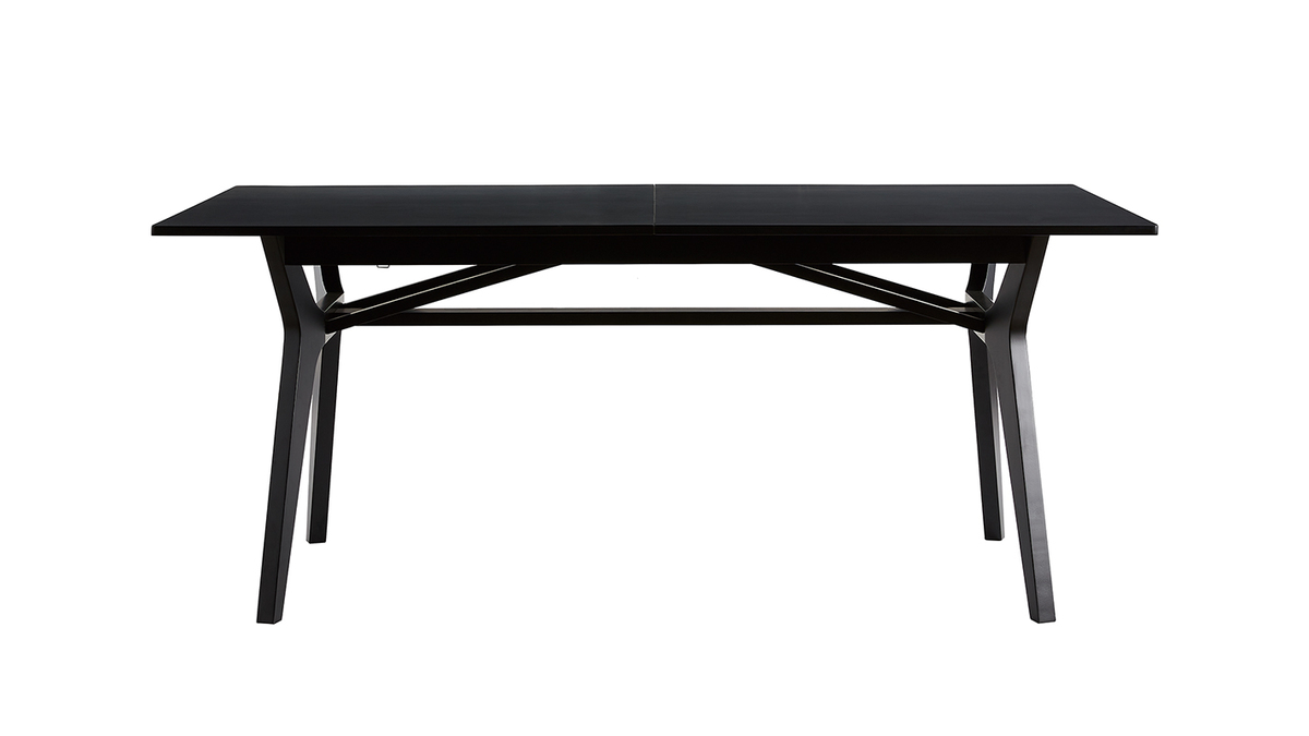Table extensible rallonges intgres rectangulaire en bois noir L180-220 cm FOSTER