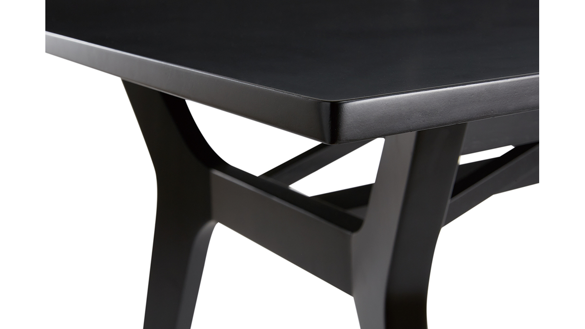 Table extensible rallonges intgres rectangulaire en bois noir L180-220 cm FOSTER