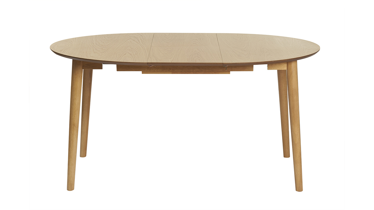Table extensible rallonges intgres ronde en bois clair chne L115-154 cm EGO
