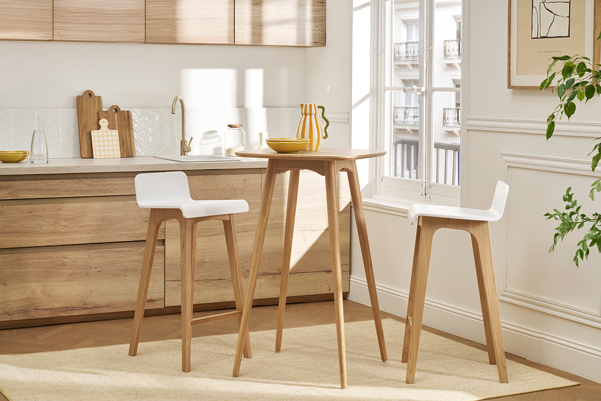 Table haute carre frne scandinave L60 cm BALTIK