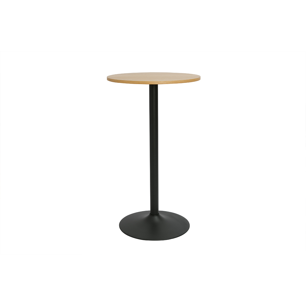 Table haute design ronde en bois clair chêne et métal noir D60 cm CALISTA Table haute design ronde en bois clair chêne et métal noir D60 cm CALISTA