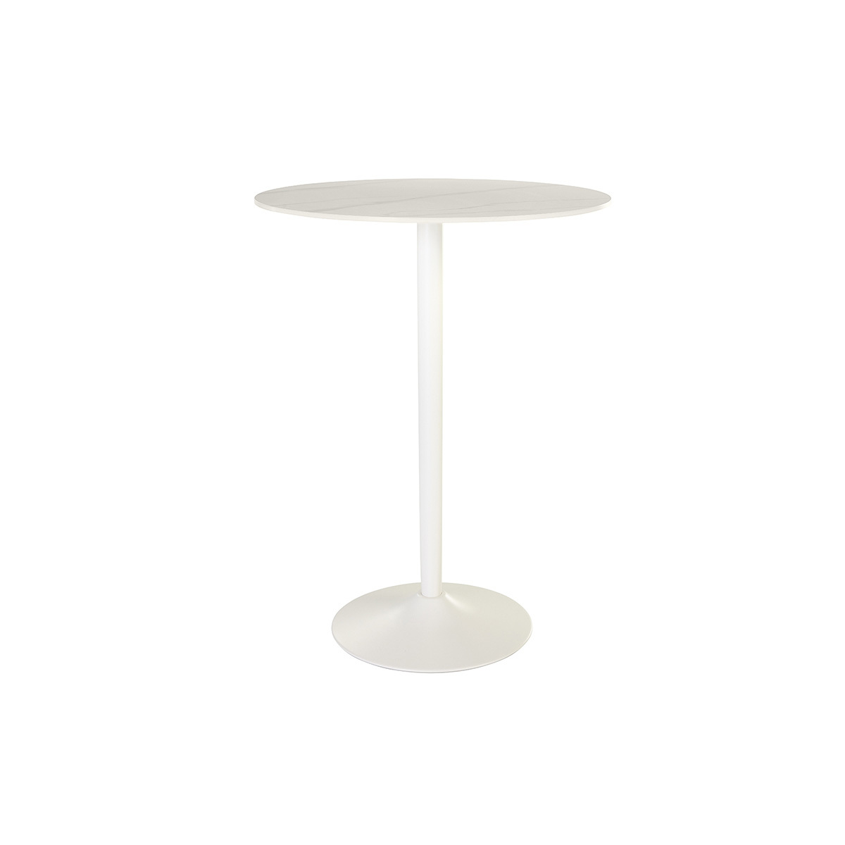 Table haute design ronde en céramique blanche et métal D80 cm MALOU Table haute design ronde en céramique blanche et métal D80 cm MALOU