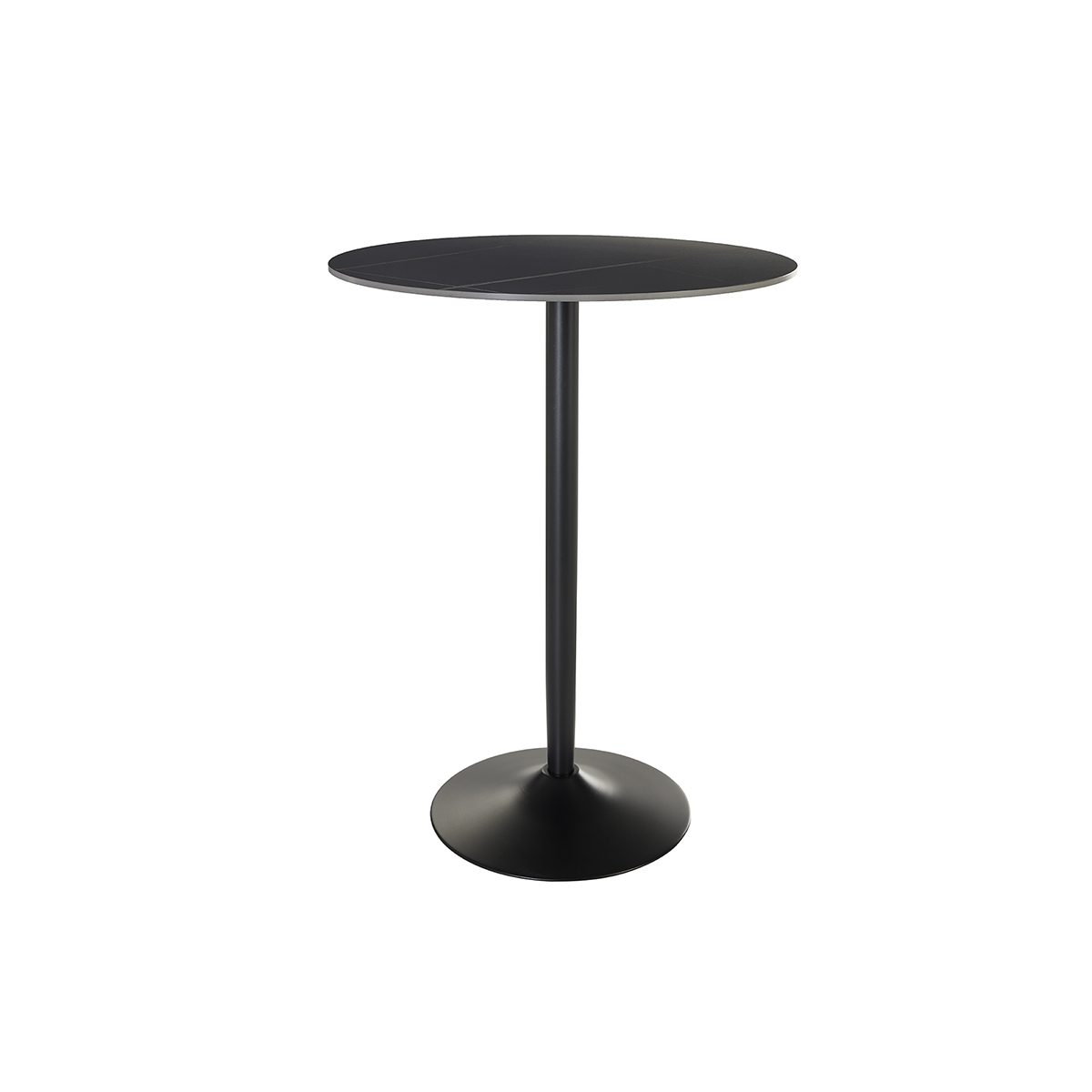 Table haute design ronde en céramique noire et métal D80 cm MALOU Table haute design ronde en céramique noire et métal D80 cm MALOU
