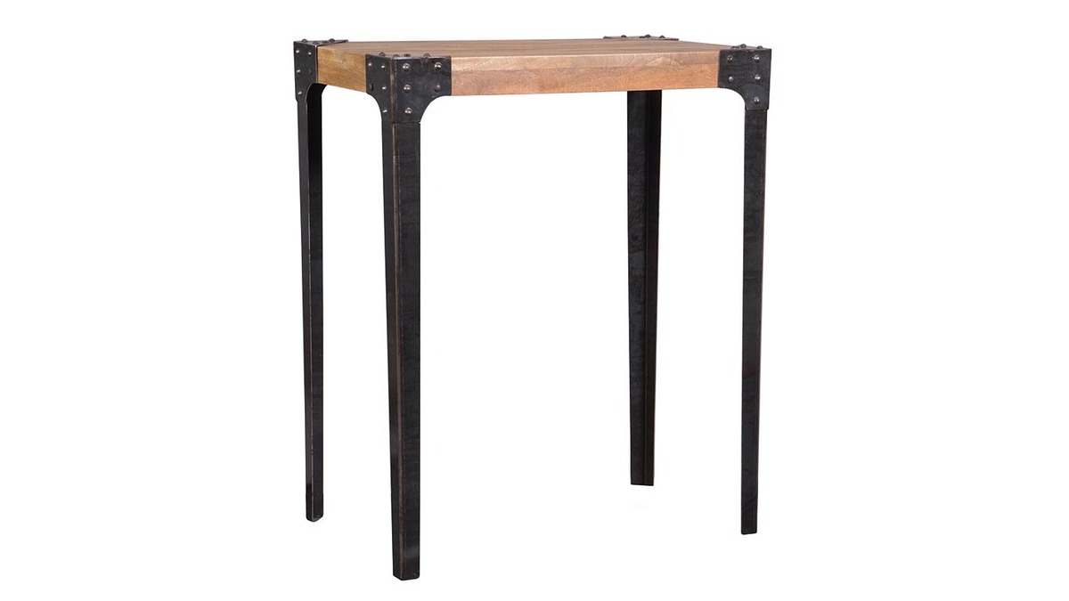 Table haute industrielle rectangulaire en manguier massif et métal L88 cm MADISON