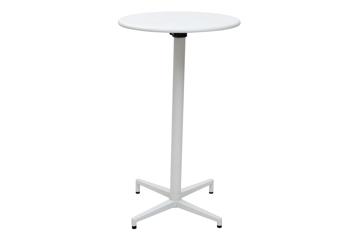 Table haute pliante ronde en m�tal blanc DOTS