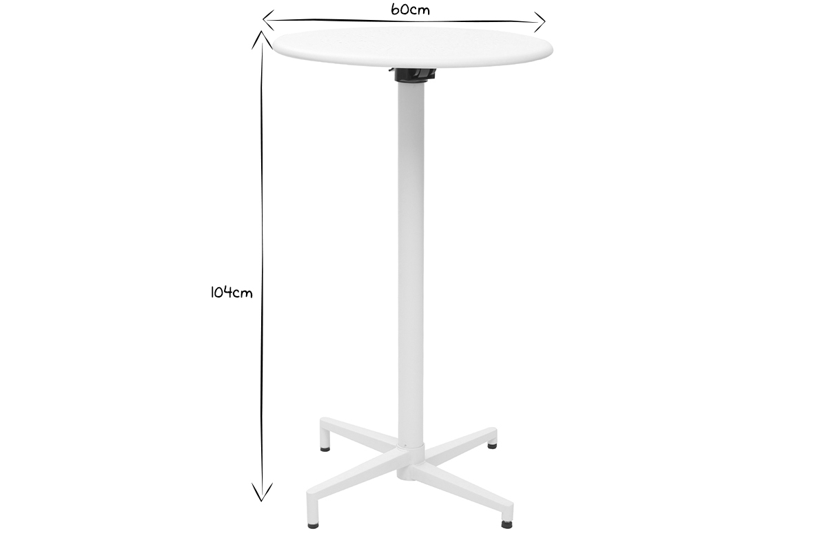 Table haute pliante ronde en m�tal blanc DOTS