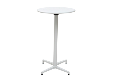 Table haute pliante ronde en m&eacute;tal blanc DOTS
