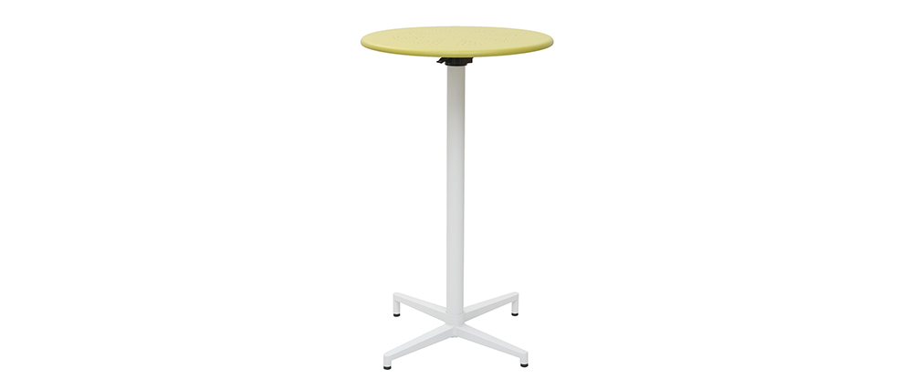 Table haute pliante ronde en m�tal vert anis DOTS