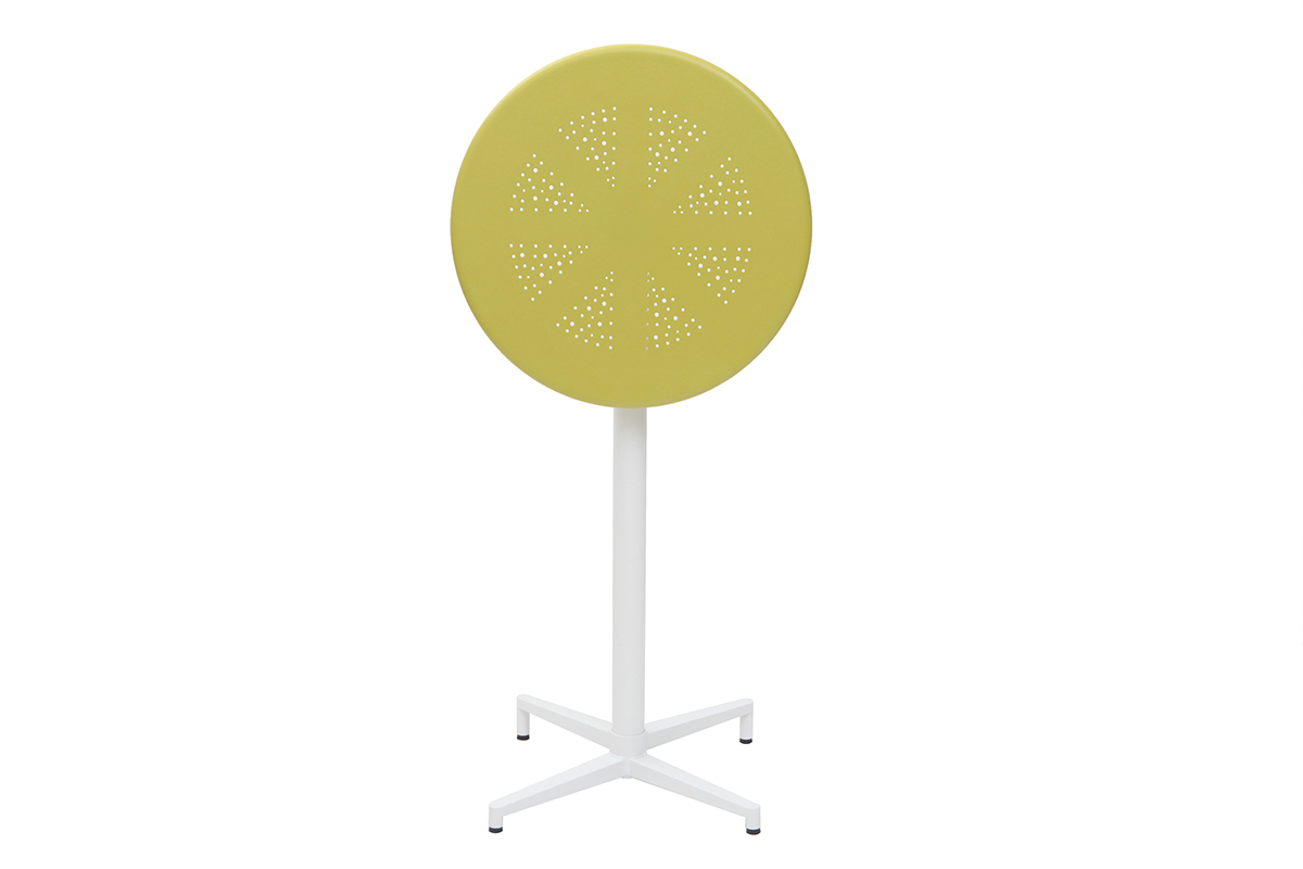 Table haute pliante ronde en m�tal vert anis DOTS