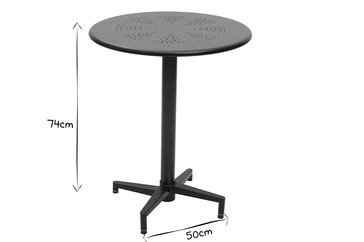 Table pliante ronde en m�tal noir D60 cm DOTS