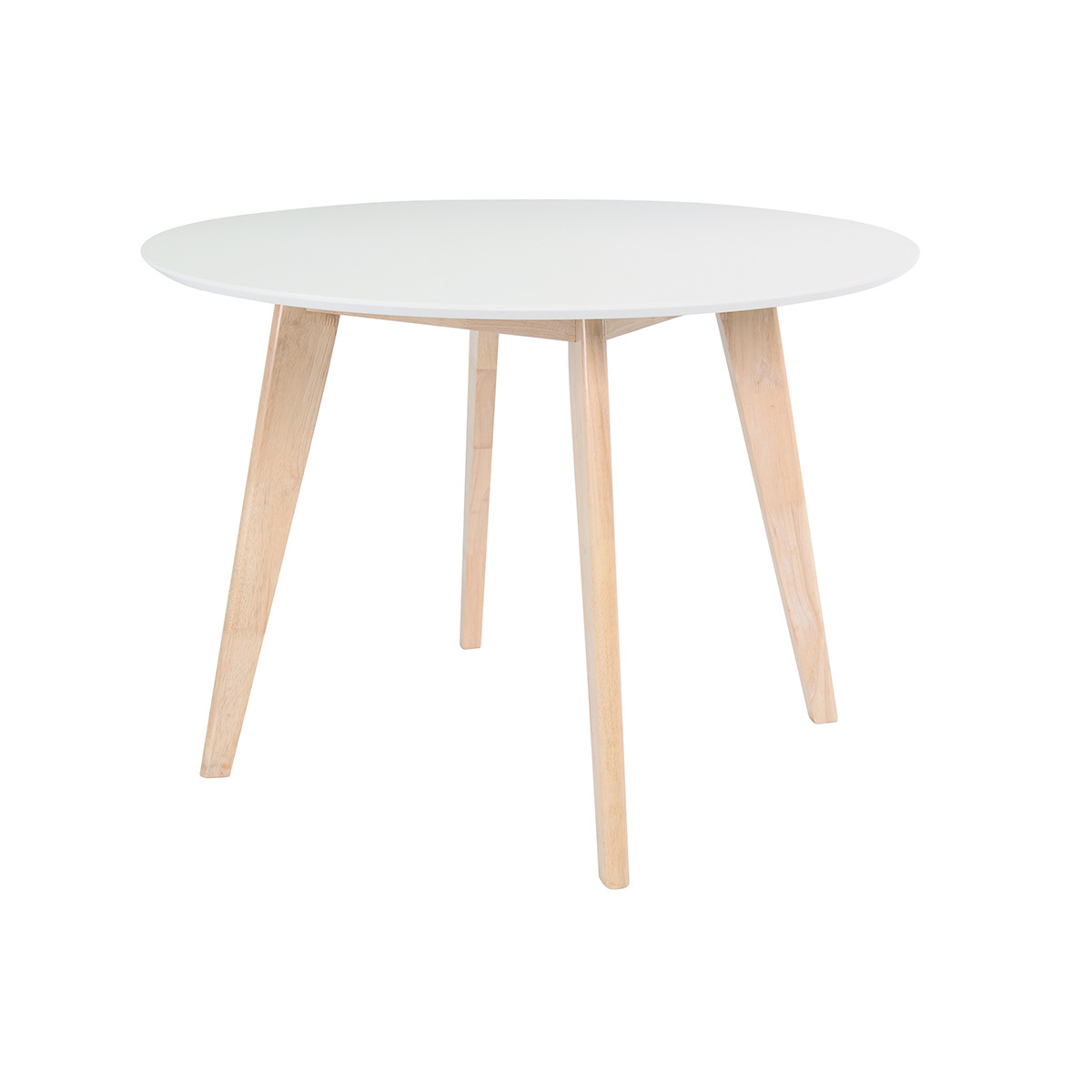 Table scandinave ronde blanc et bois D100 cm LEENA vue1