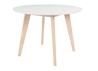 Table scandinave ronde blanc et bois D100 cm LEENA
