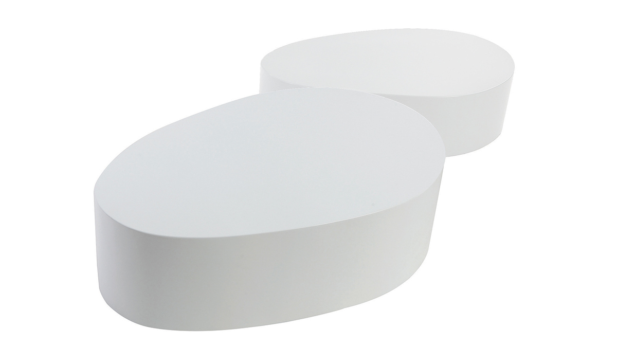 Tables basses design blanches mat (lot de 2) CAMILLE