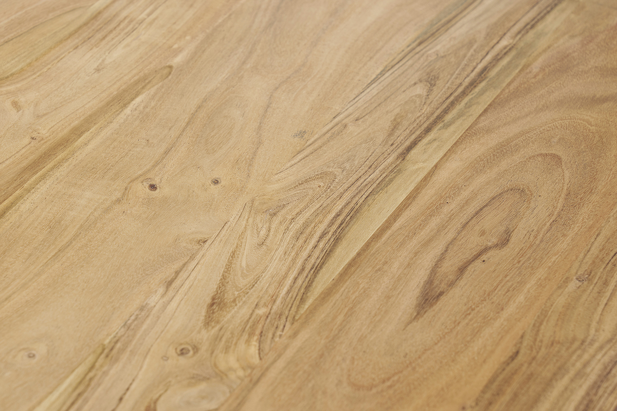 Tables basses gigognes bois massif et mtal noir (lot de 2) STONES