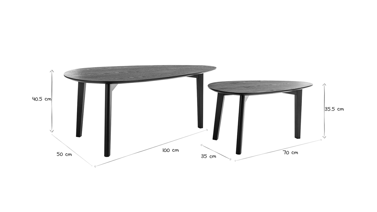 Tables basses gigognes bois noir (lot de 2) ARTIK