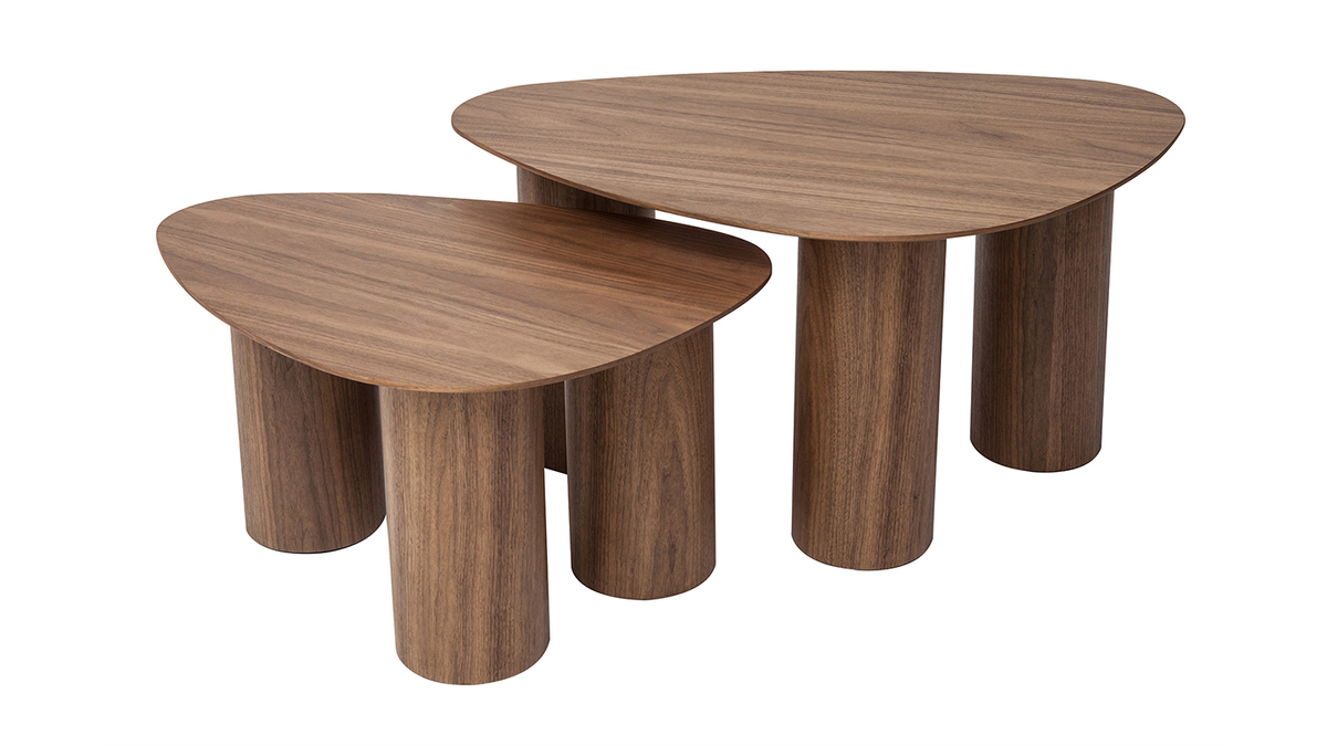 Tables basses gigognes design en bois foncé (lot de 2) FOLEEN