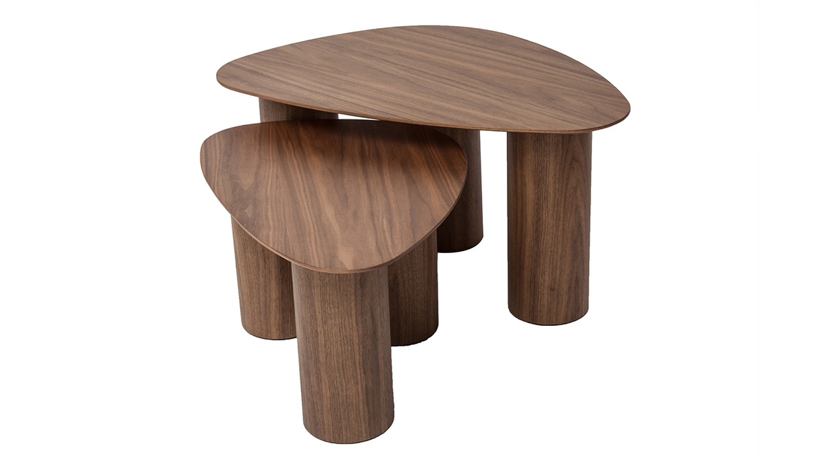 Tables basses gigognes design en bois foncé (lot de 2) FOLEEN