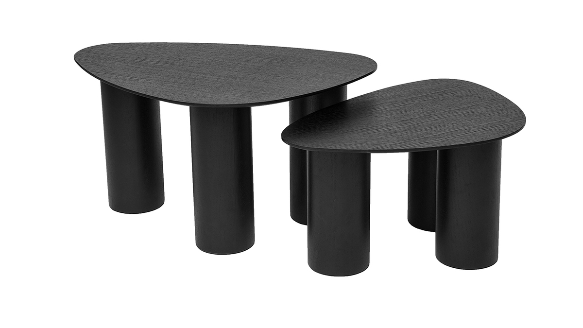 Tables basses gigognes design en bois noir (lot de 2) FOLEEN