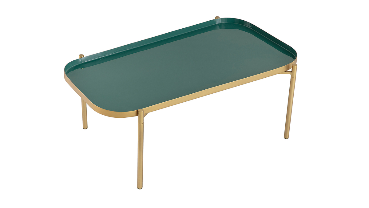 Tables basses gigognes design laques vert et dor (lot de 2) ZURIA