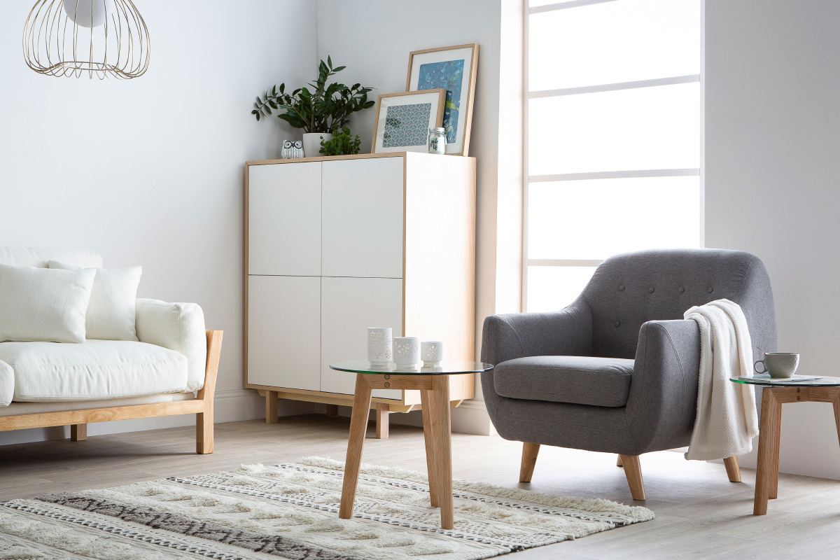 Tables basses gigognes en ch�ne et verre (lot de 2) DAVOS