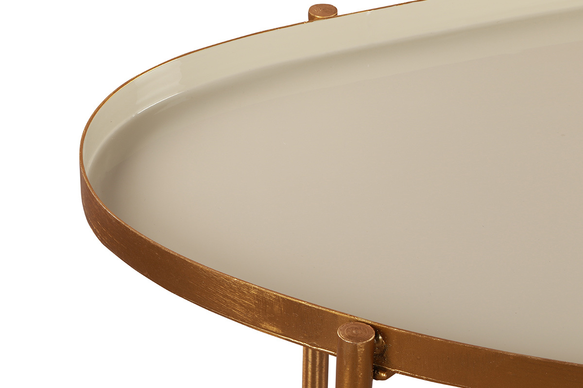 Tables basses gigognes laqu�es blanc, gris clair et gris fonc� (lot de 3) ZURIA