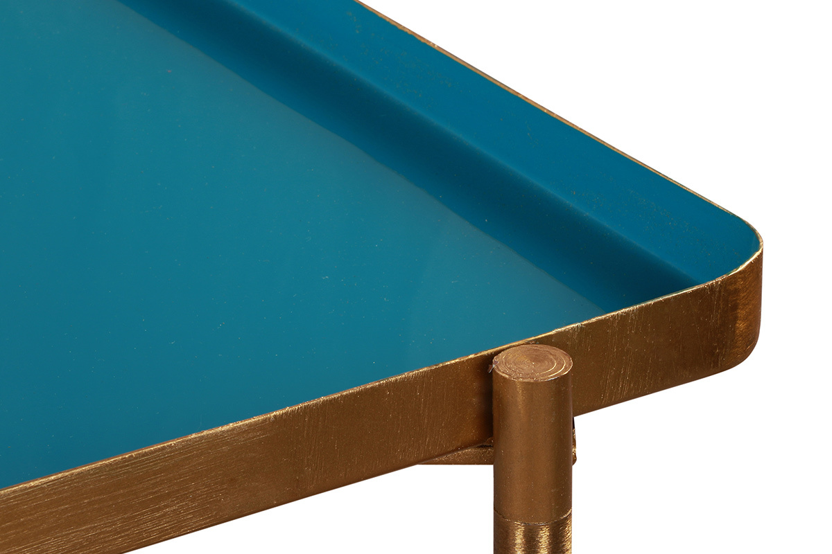 Tables basses gigognes laqu�es bleu canard et moutarde (lot de 2) ZURIA