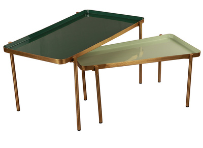 Tables basses gigognes laqu&eacute;es vert clair et vert fonc&eacute; (lot de 2) ZURIA