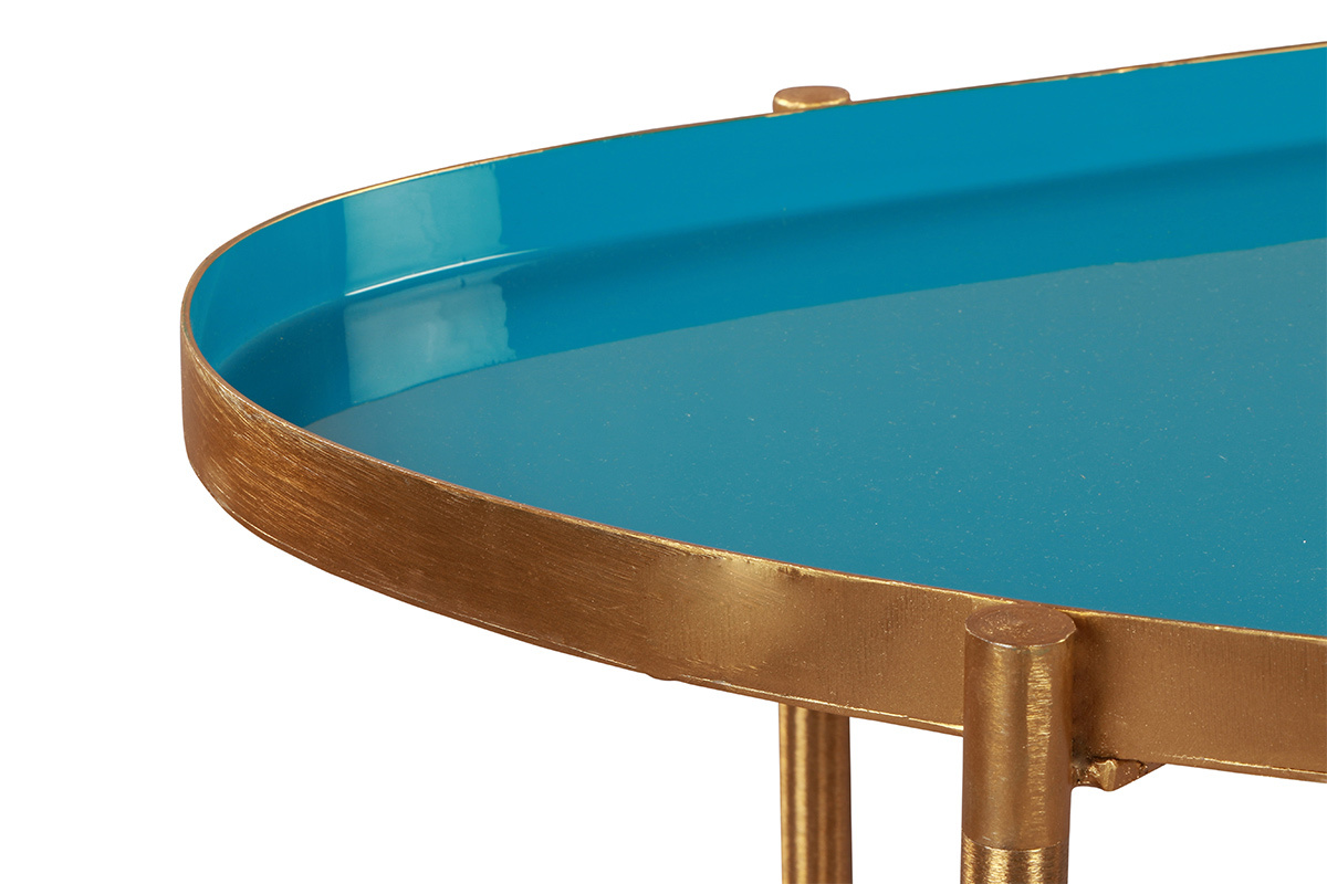 Tables basses gigognes moutarde, bleu canard et turquoise (lot de 3) ZURIA