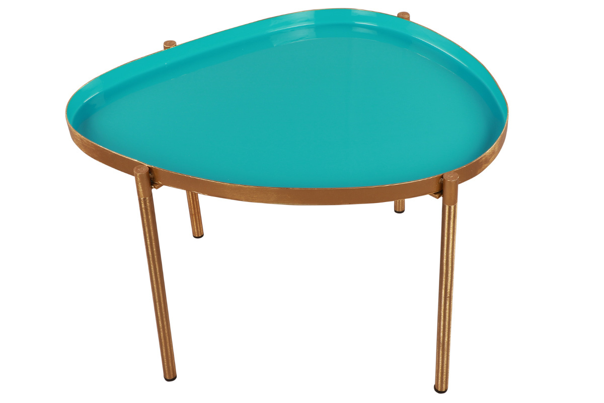 Tables basses gigognes moutarde, bleu canard et turquoise (lot de 3) ZURIA
