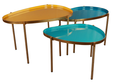 Tables basses gigognes moutarde, bleu canard et turquoise (lot de 3) ZURIA