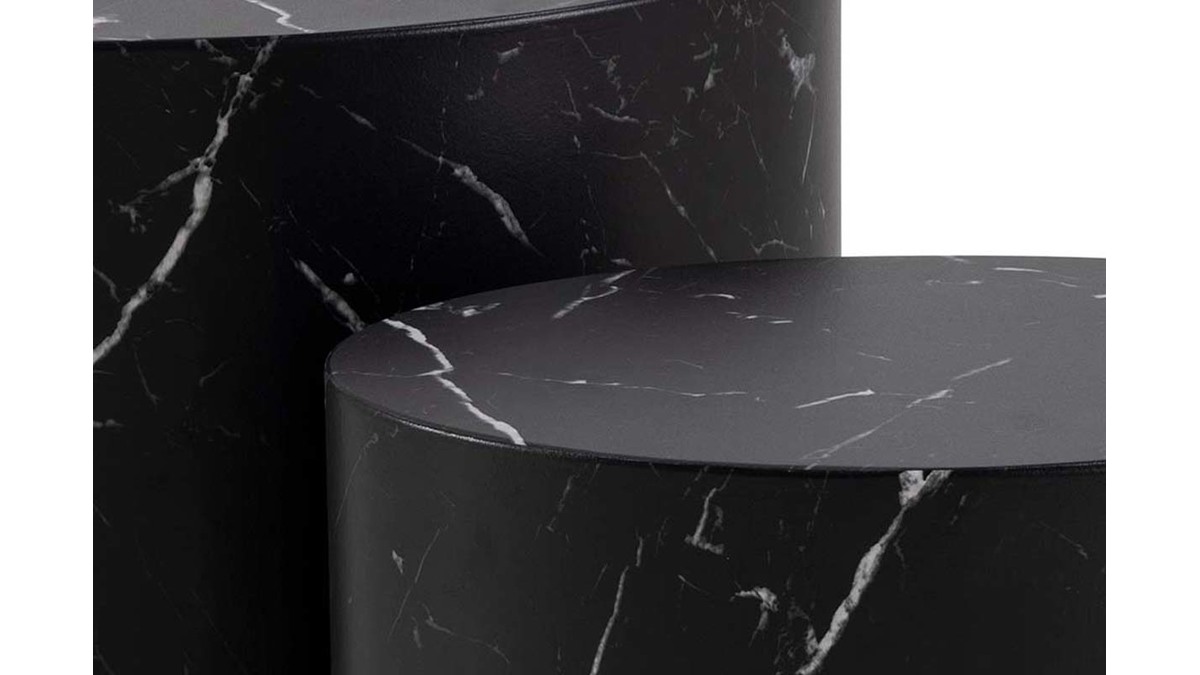 Tables basses gigognes ovales design finition marbre noir (lot de 2) FAMOSA