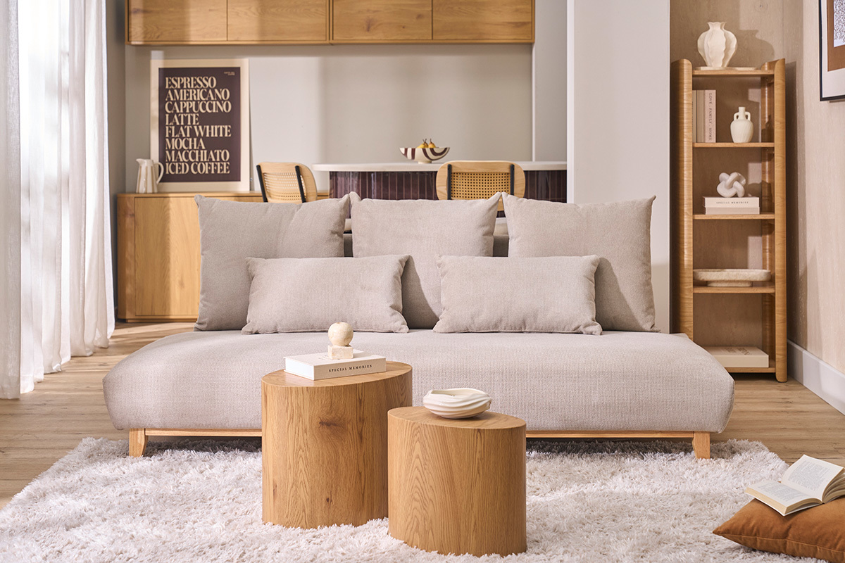 Tables basses gigognes ovales scandinaves bois clair finition ch�ne (lot de 2) WOODY