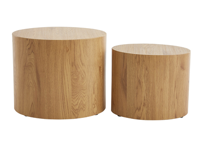 Tables basses gigognes ovales scandinaves bois clair finition chêne (lot de 2) WOODY
