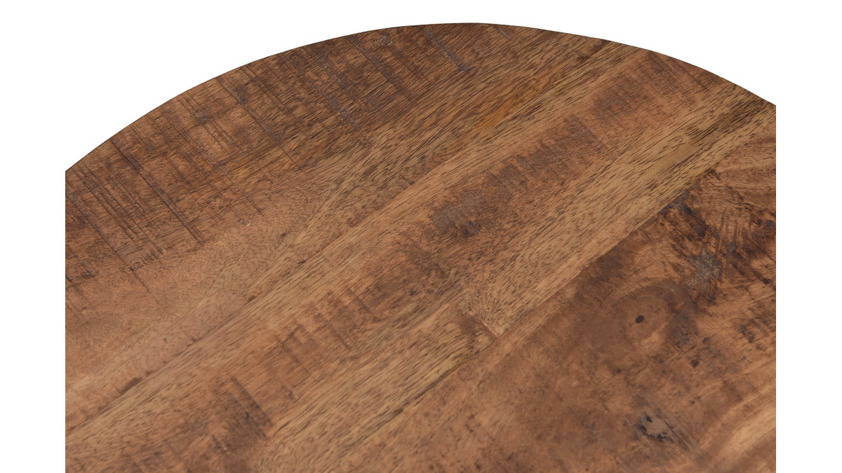 Tables basses gigognes rondes bois massif et métal noir (lot de 2) AQUILA