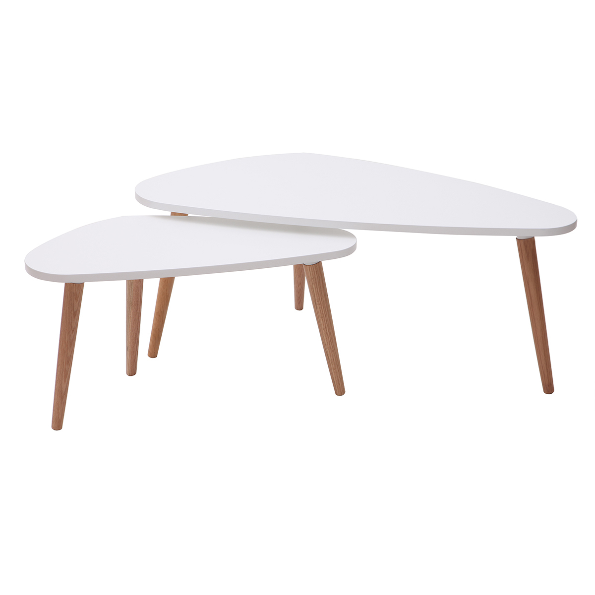 Tables basses gigognes scandinaves blanc et bois clair chêne massif (lot de 2) ARTIK vue1