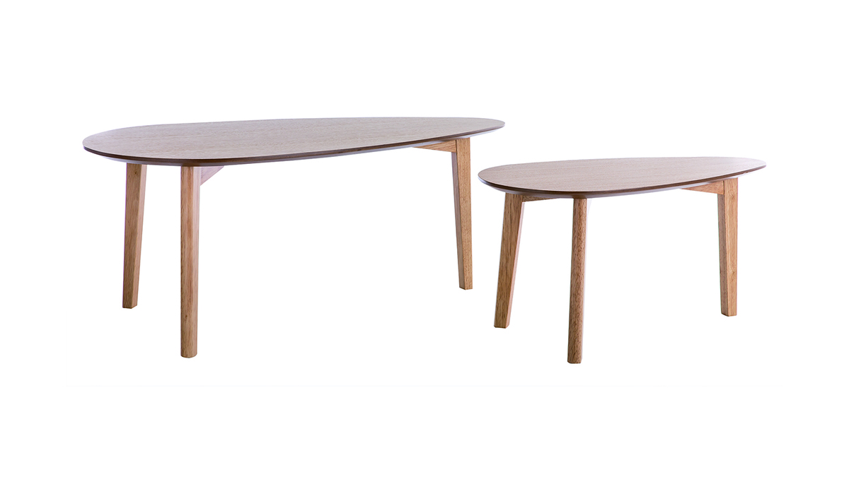 Tables basses gigognes scandinaves bois clair chêne (lot de 2) ARTIK